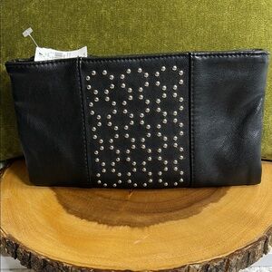 Express Black Studded Clutch faux leather NWT